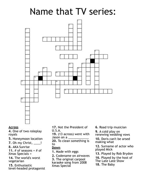 lead role in a tv show crossword